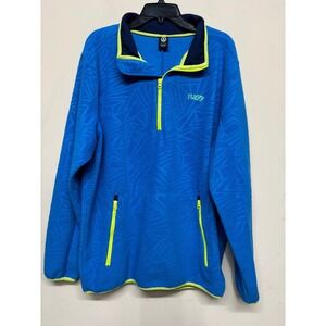 Neff Blue Quarter Zip Fleece Pullover Large Neon Trim Outdoor Casual